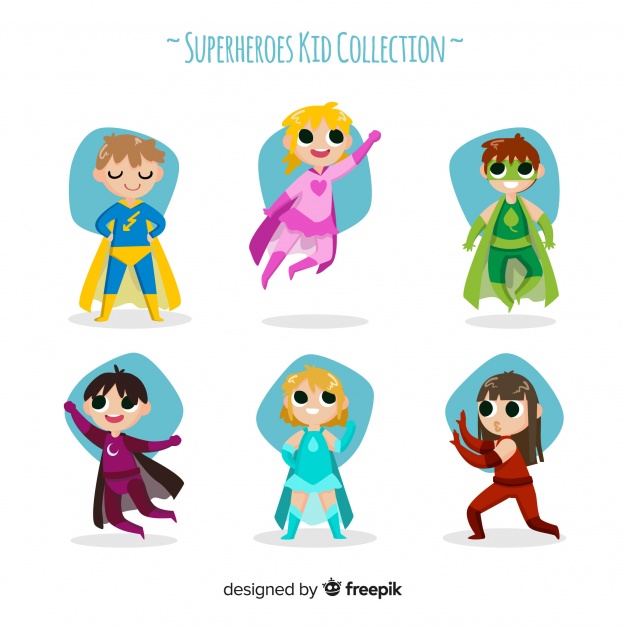 626x626 Set Of Superhero Kids Vector Free Download