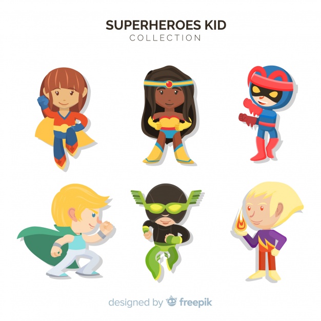 626x626 Collection Of Kids Dressed As Superheroes Vector Free Download