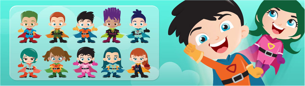995x283 Freebie Superhero Kids Vector Illustration Pack Wizmaya Design