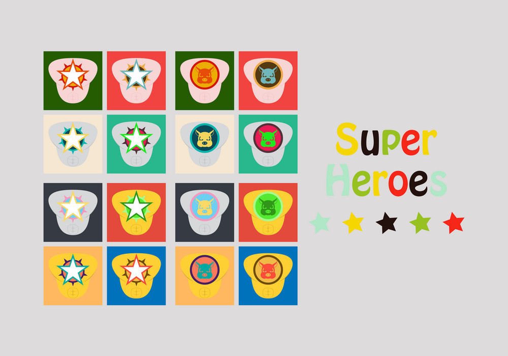 1000x700 Set Of Superhero Color Flat Badges Emblems Logos Vector