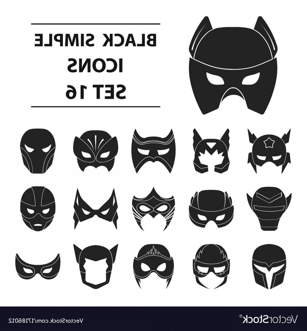 1200x1296 Superhero Mask Set Icons In Black Style Big Vector Newwaysys