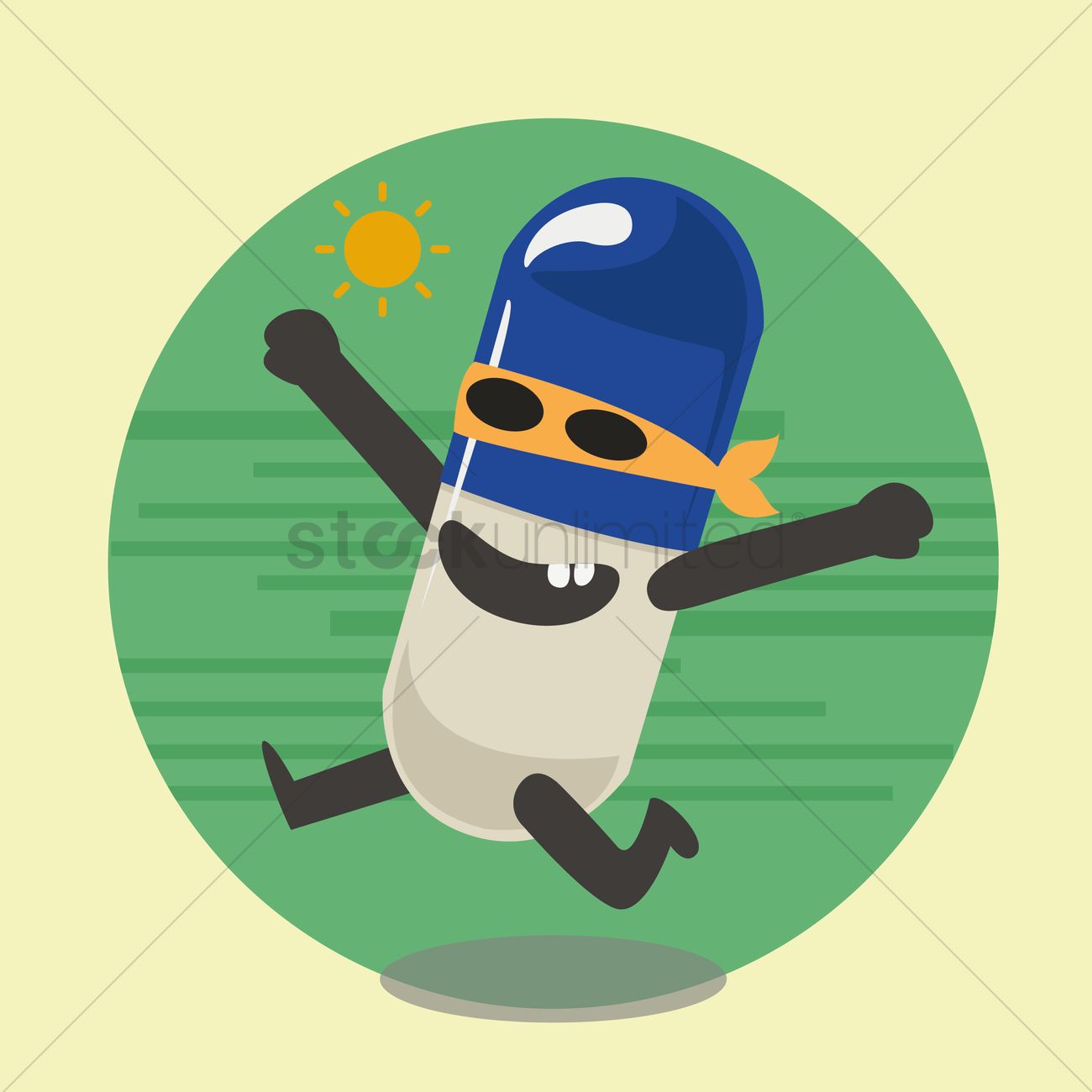 1300x1300 Superhero Pill Cartoon With Mask Vector Image