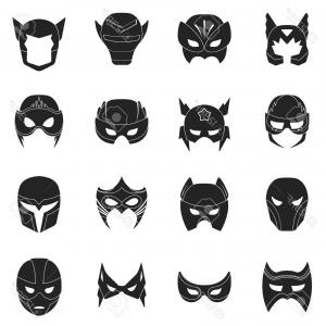 300x300 Photostock Vector Superhero Mask Set Icons In Black Style Big