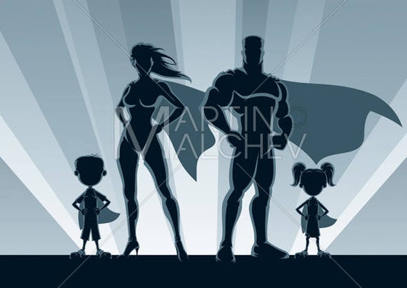Superhero Family Silhouettes Vector Illustration Etsy 570x403 Superhero Family Silhouettes Vector Illustration Etsy