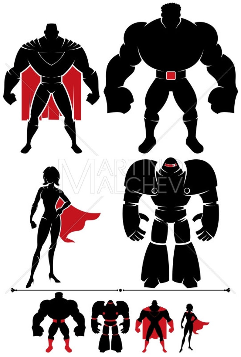 Superhero Silhouette Vector Cartoon Illustration Super Etsy 794x1174 Superhero Silhouette Vector Cartoon Illustration Super Etsy