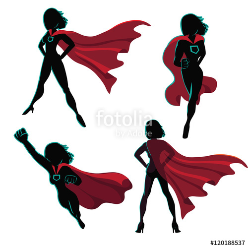 Female Superhero Silhouette Action Poses Collection Vector 500x500 Female Superhero Silhouette Action Poses Collection Vector