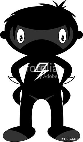 293x500 Cute Cartoon Comic Book Superhero Silhouette Stock Image