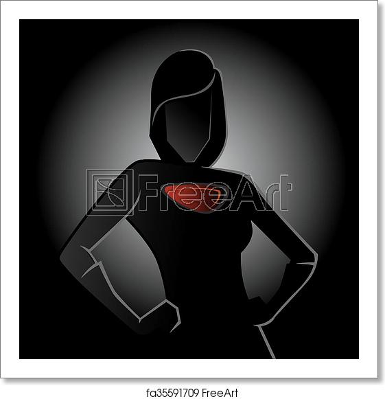 561x581 Free Art Print Of Female Superhero Silhouette With Black