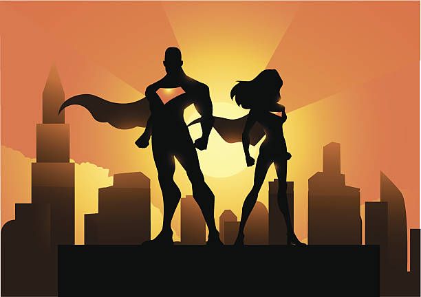 612x432 Royalty Free Superhero Silhouettes Clip Art, Vector Images Logo