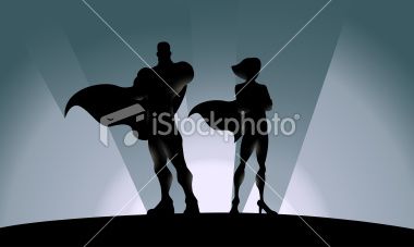 380x227 A Silhouette Of Superhero Couple With Light And Shade Effects