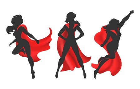 450x286 Woman Superhero Silhouette Female Power Concept Isolated On White