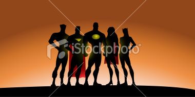 380x190 An Illustration Of A Team Of Superheroes In Silhouette Characters