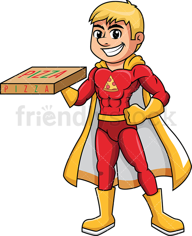 Superhero Pizza Delivery Man Cartoon Vector Clipart 649x796 Superhero Pizza Delivery Man Cartoon Vector Clipart