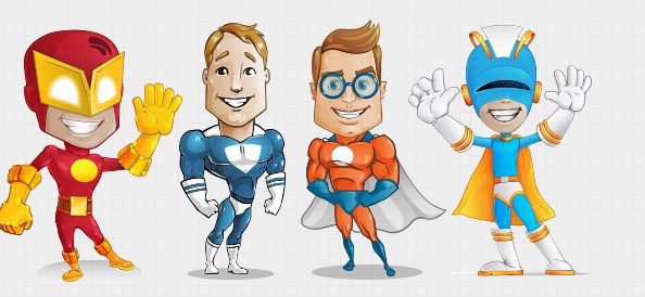 Superhero Vector Character Set 594x274 Superhero Vector Character Set