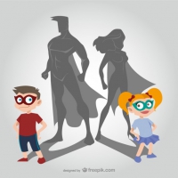 200x200 Superhero Kids Free Vector Graphic Art Free Download