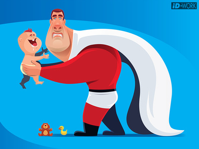400x300 Muscular Superhero Holding Playful Baby