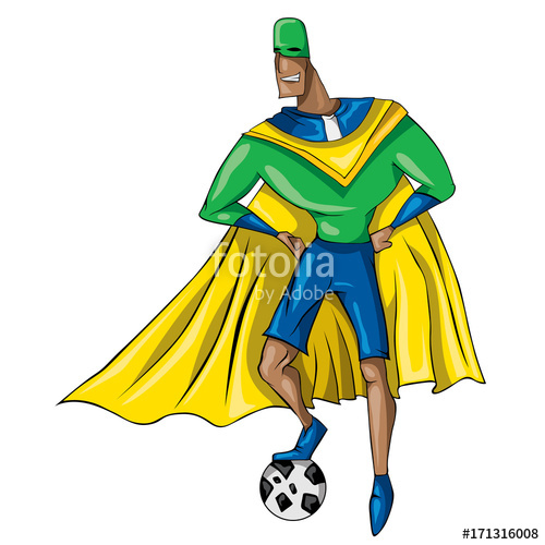 500x500 Brazilian Super Hero, Soccer Player, Brazil Flag