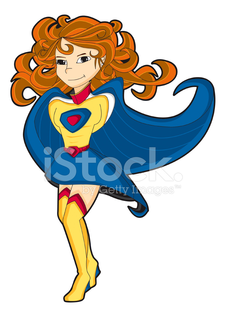 730x1024 Cute Female Superhero Character Icon Set Stock Vector