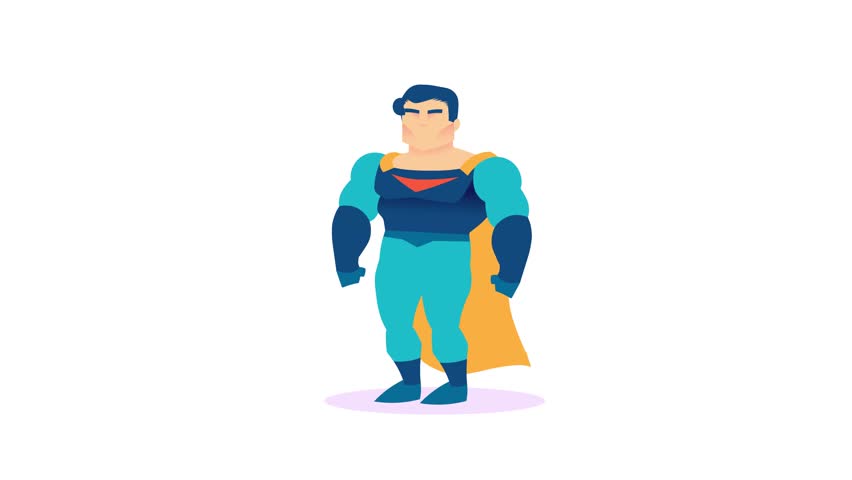 852x480 Animation Superhero Vector Male Character Stock Footage Video