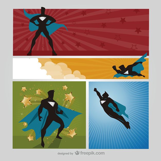 626x626 Superhero Cartoon Banners Free Vector Photography