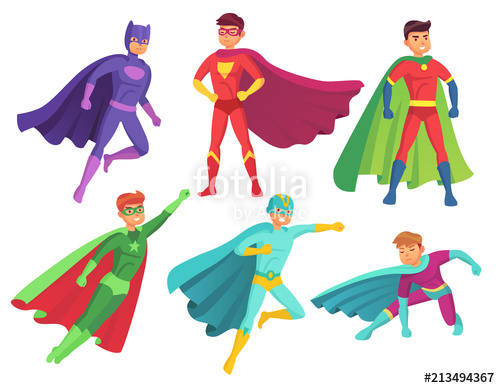 500x388 Superhero Man Characters Cartoon Muscular Hero Character