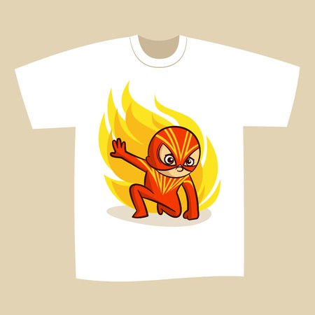 450x450 T Shirt Print Design Cartoon Superhero Vector Illustration