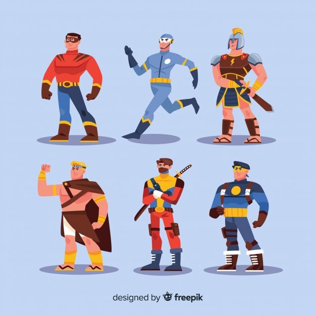 626x626 Modern Superhero Character Collection With Flat Design Vector