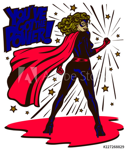 419x500 Pop Art Comic Book Style Powerful Female Superheroine Standing