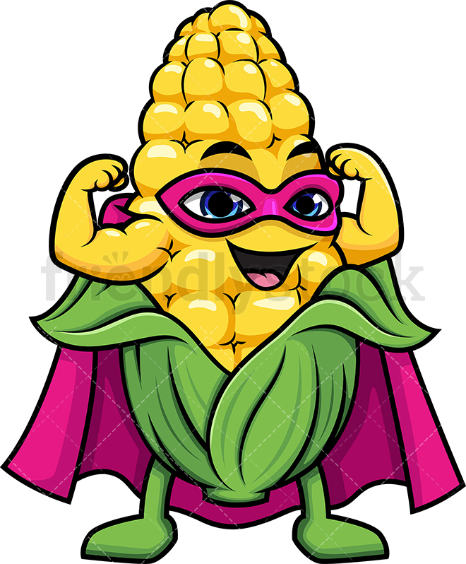 660x798 Superhero Corn Cartoon Vector Clipart