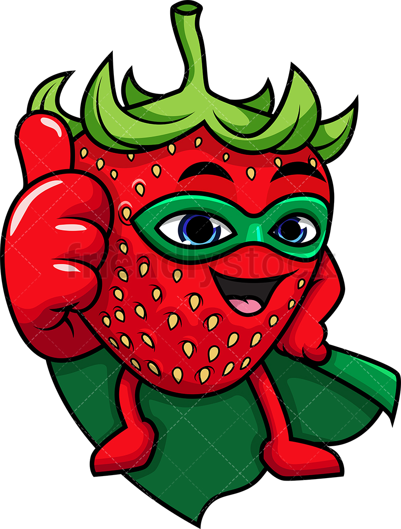 803x1060 Superhero Strawberry Cartoon Vector Clipart
