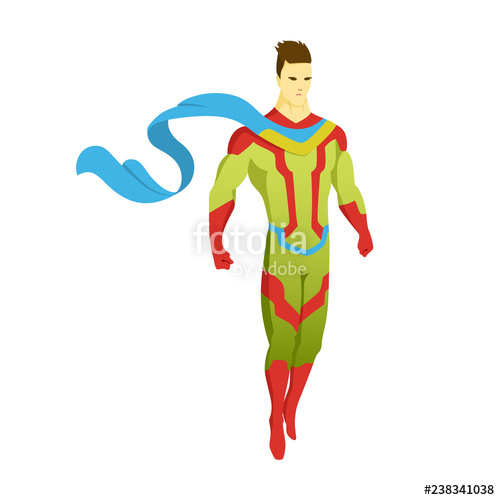 500x500 Superhero Standing With Cape Waving In The Wind Pop Art Comic