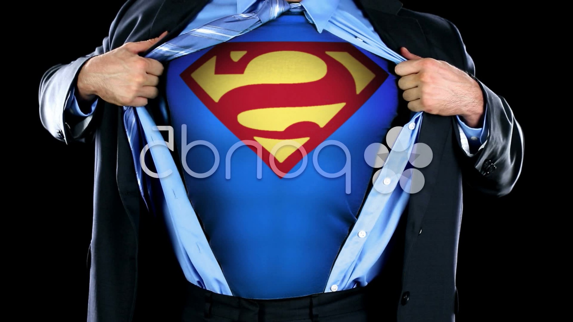 Superman Symbol Chest Clark Kent Tearing Open Shirt Tie Suit. 