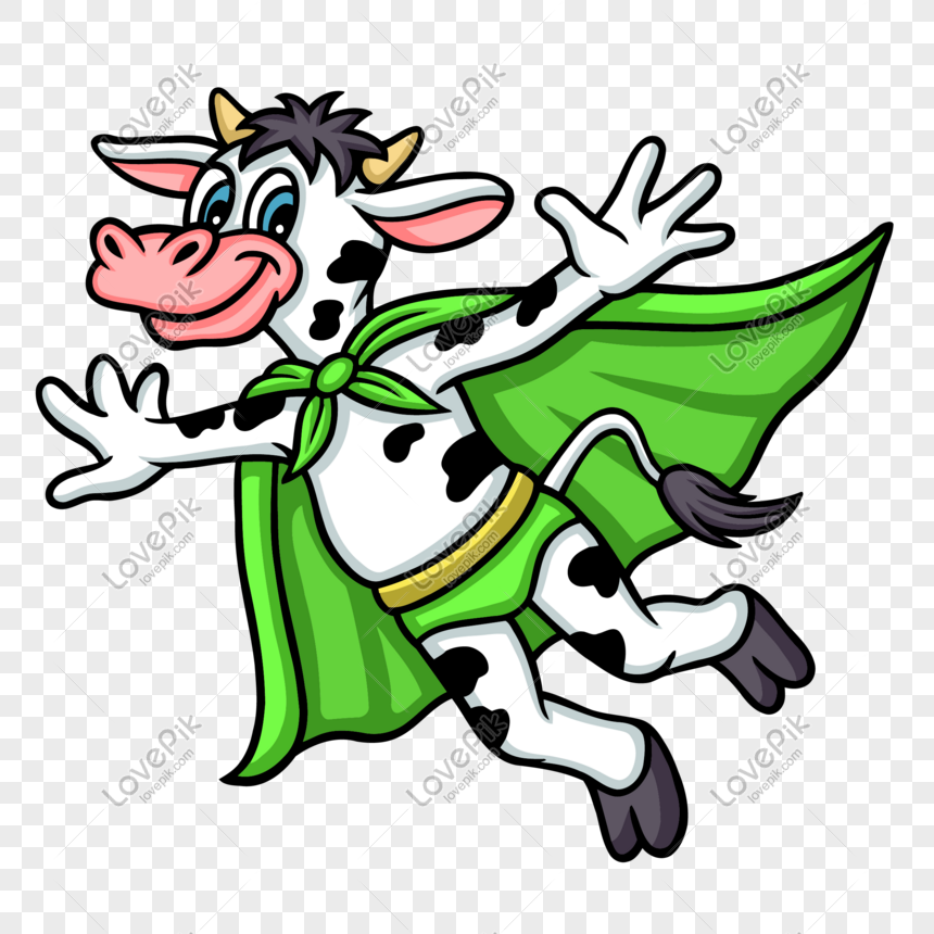 860x860 Hand Drawn Cow Superman Vector Material Png Image Picture Free