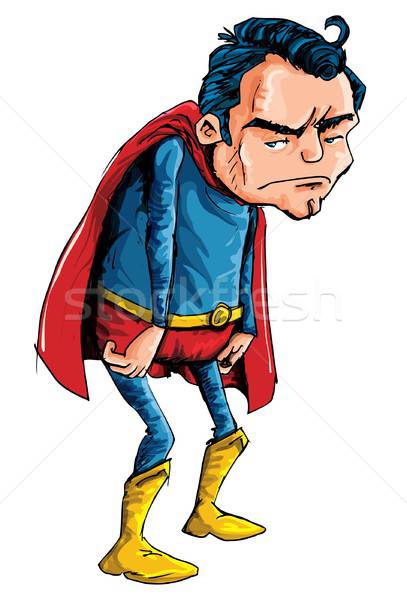 407x600 Cartoon Of A Depressed Aging Superman Vector Illustration Anton