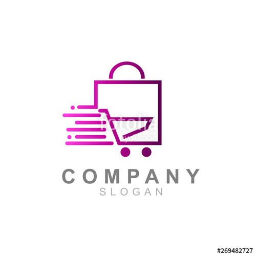 500x500 Shopping Logo, Supermarket Logo With Delivery Express Stock Image