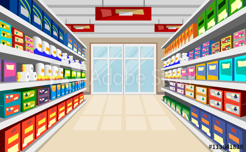 500x308 Shelves With Goods Vector Background Supermarket Shelves