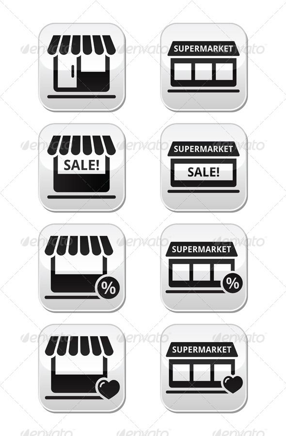 590x897 Single Shop Or Store, Supermarket Vector Buttons Vectors Design