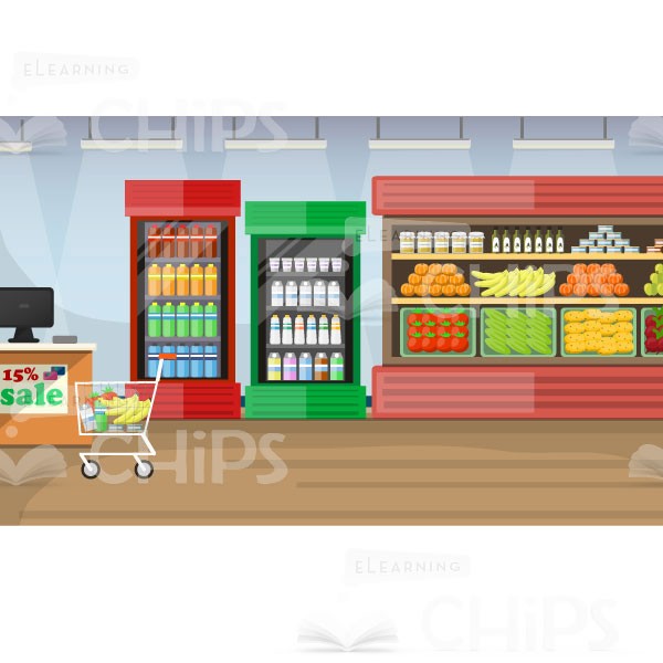600x600 Supermarket Vector Background Package