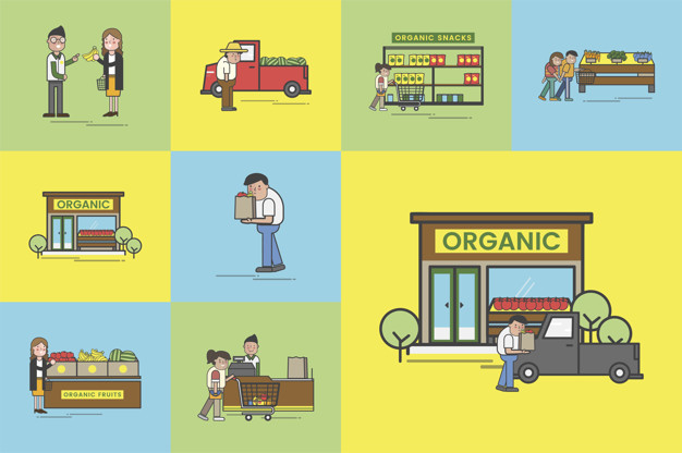 626x416 Illustration Set Of Supermarket Vector