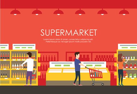 439x300 People In Vector Flat Grocery Store Premium Clipart