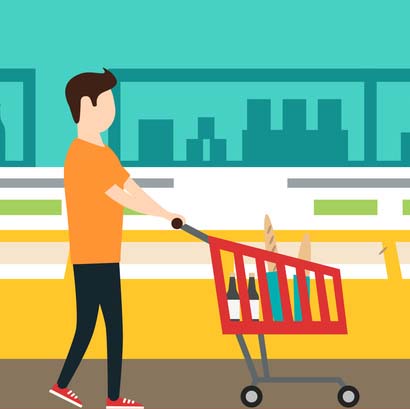 410x409 People In Supermarket Vector Flat Illustration Grocery Store