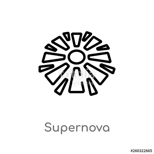 500x500 Outline Supernova Vector Icon Isolated Black Simple Line Element
