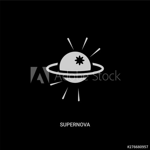 500x500 White Supernova Vector Icon On Black Background Modern Flat