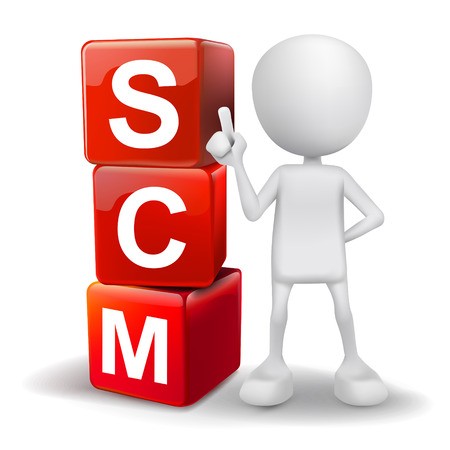 450x450 Vector Human With Word Scm Supply Chain Management Cubes