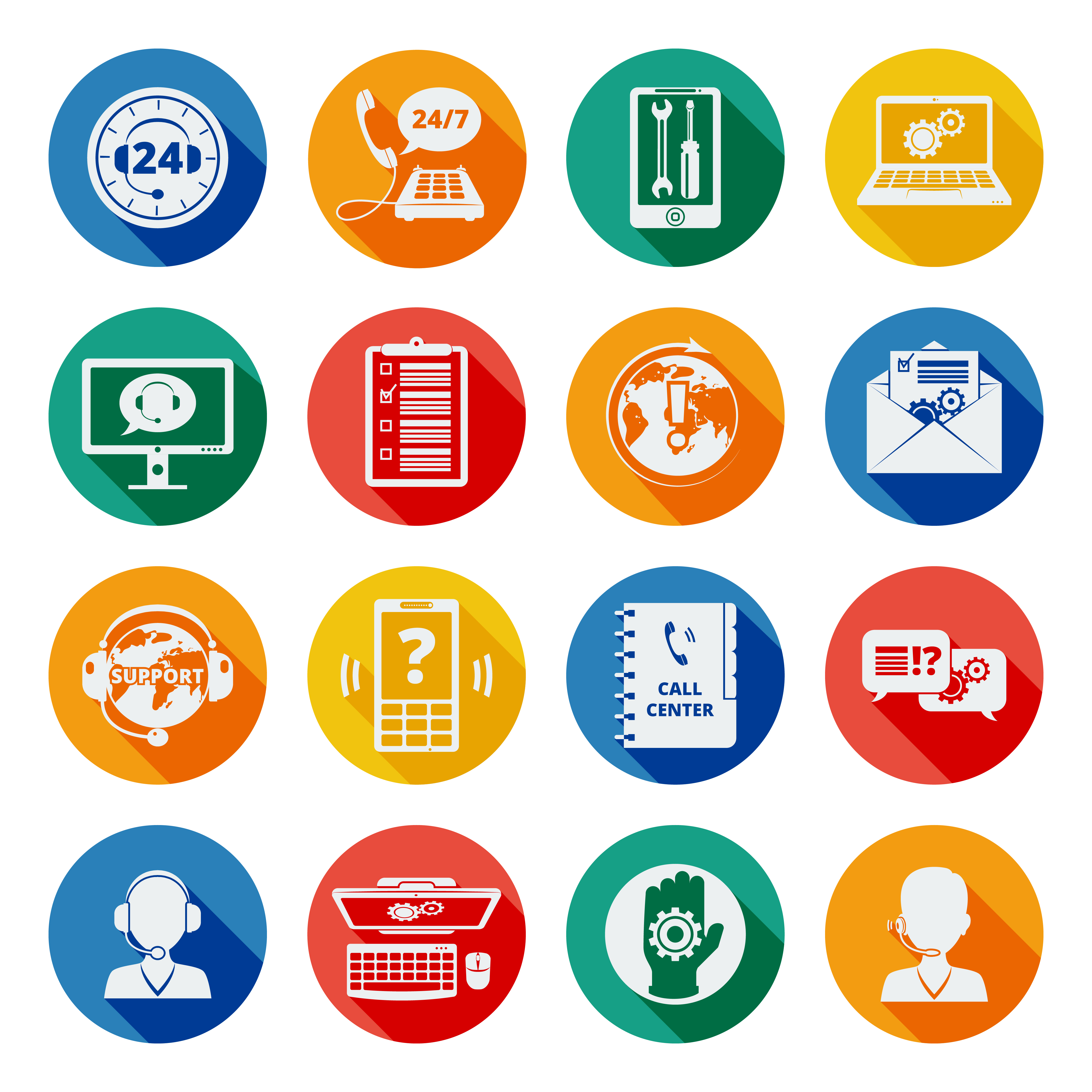 4500x4500 Support Icons Flat Set