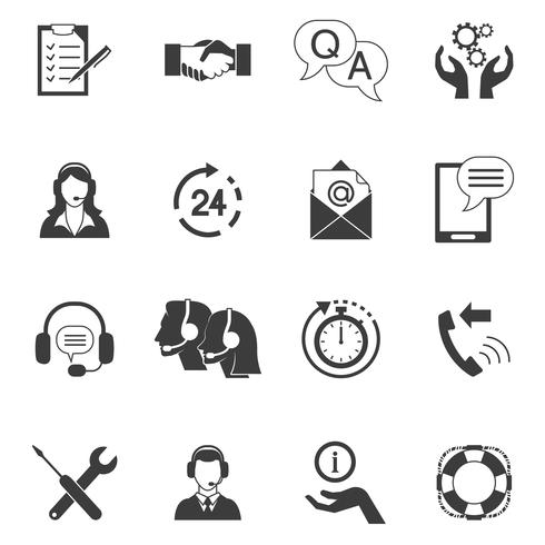 490x490 Black And White Customer Support Icon Set