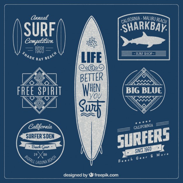 626x626 Surf Badges Vector Free Download
