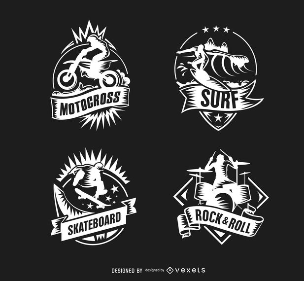 617x570 Motocross Surf Skateboard Drummer Logos