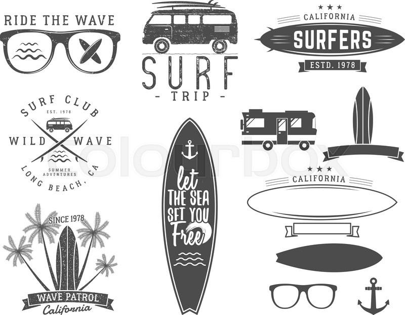 800x621 Set Of Vintage Surfing Graphics And Stock Vector Colourbox