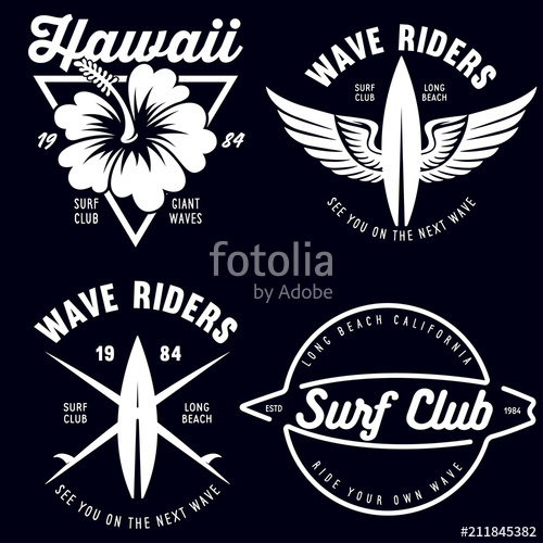 500x500 Set Of Vintage Surfing Graphics And Emblems For Web Design